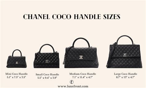 chanel coco handle sizes